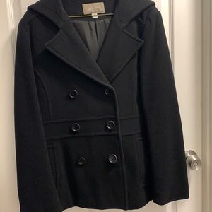 Black peacoat with hood